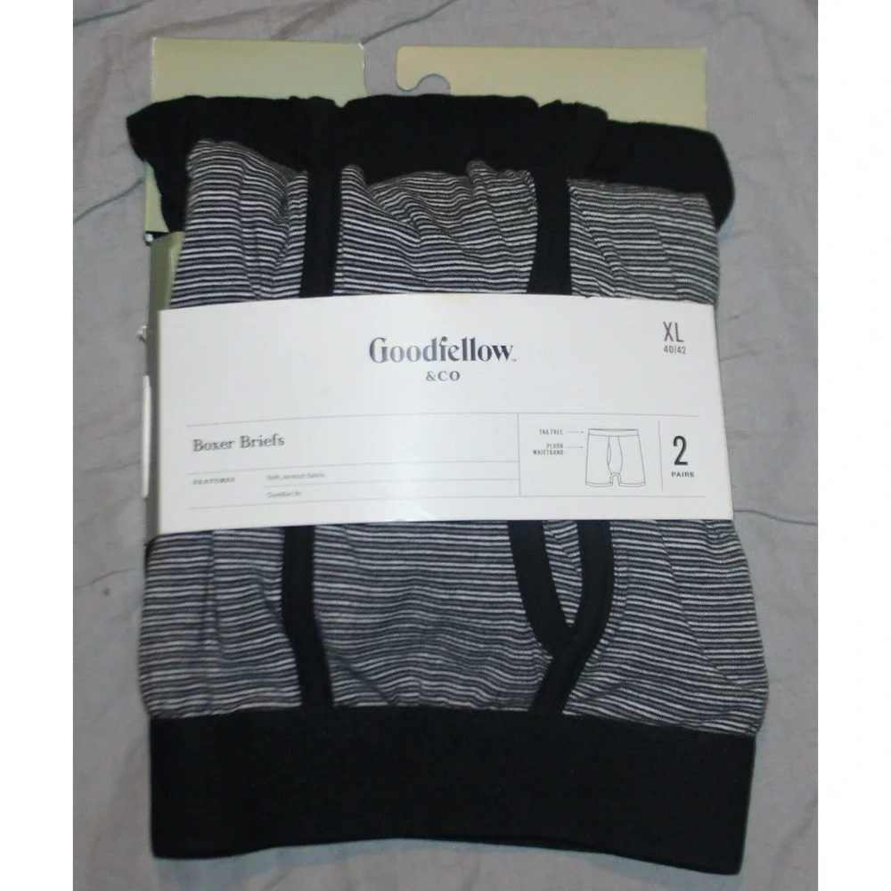 Men's striped Print Boxer Briefs 2pk - Goodfellow & Co black size XL